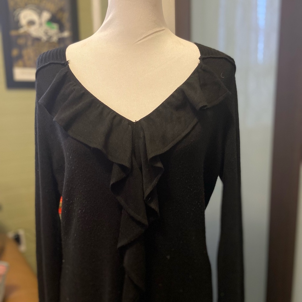Black Ruffle Sweater Dress